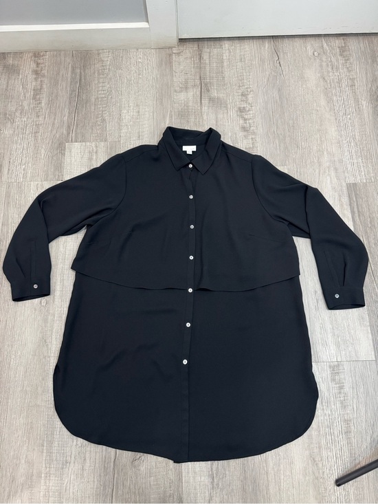 J. Jill Tops - J. Jill Women's Long Sleeveuse Top Tunic Size 2X Black Button Front Polyester